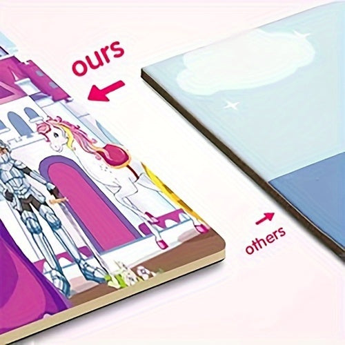 Magnetic Puzzle Book for Girls Ages 3 4 5 6 Unicorn Mermaid Princess 20pcs Travel Toy Toddler Busy Book Car Airplane Road Trip - Birthday Gift