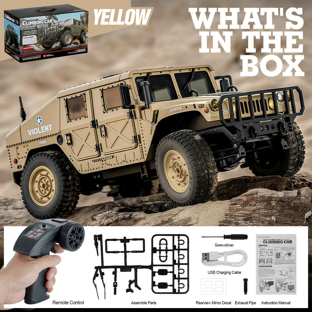 RC Off-Road Crawler Truck C8835 Full Scale Adult Remote Control Car Climbing Variable Speed Belt Simulation LED Lights Multiple Modes Hobby Gift for Men