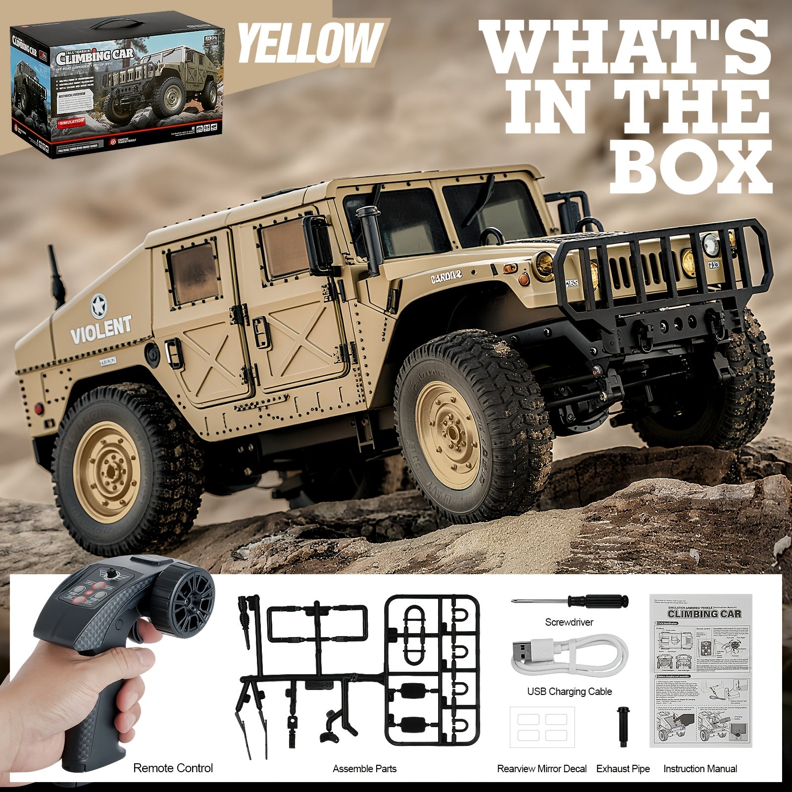 RC Off-Road Crawler Truck C8835 Full Scale Adult Remote Control Car Climbing Variable Speed Belt Simulation LED Lights Multiple Modes Hobby Gift for Men