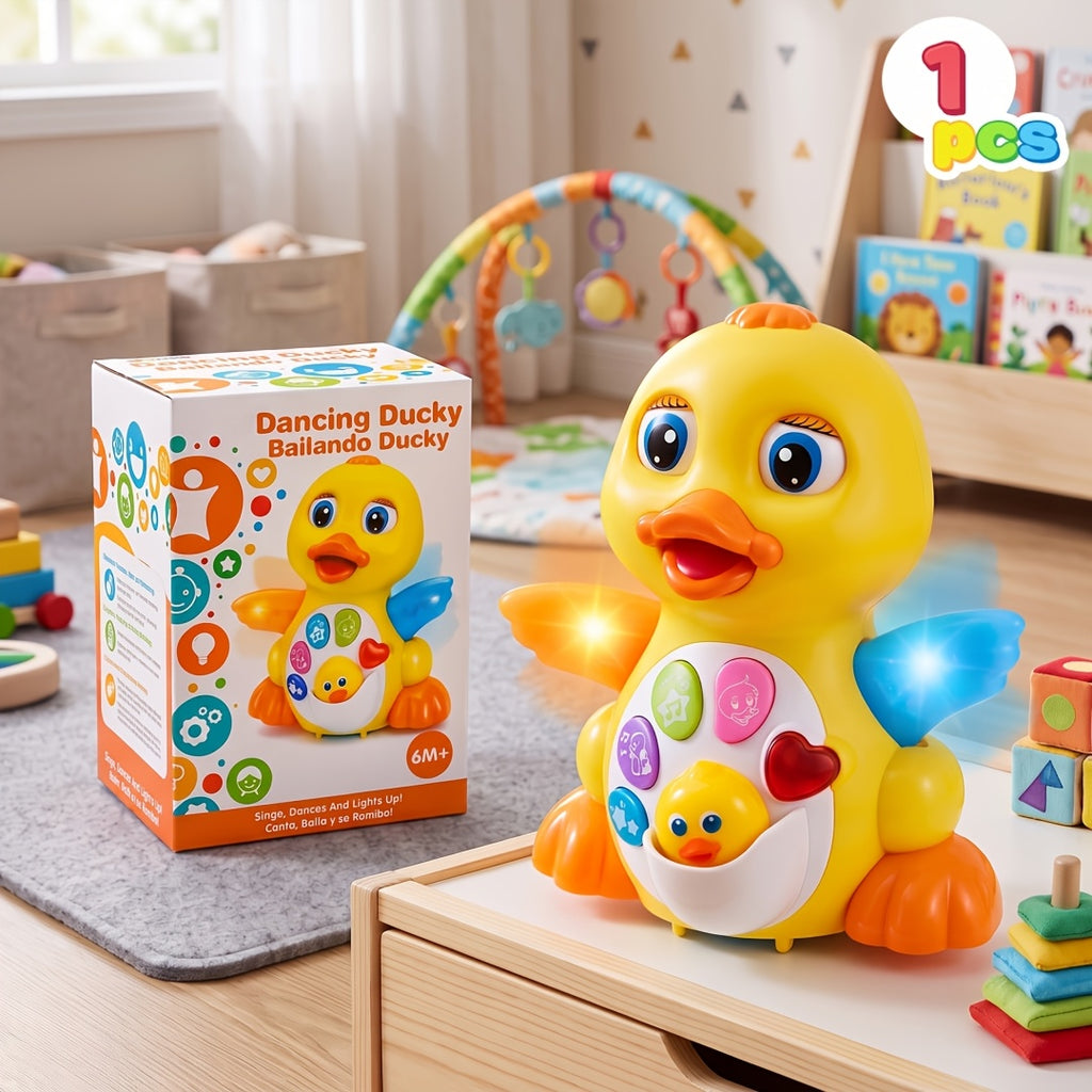 Dancing Walking Duck Toy with Music and Lights for Baby Toddlers 6 Months+ - Light-Up Musical Learning Toy, 5 Buttons 7 Melodies, Sensory Development, Christmas Birthday Gift for Infant Kids