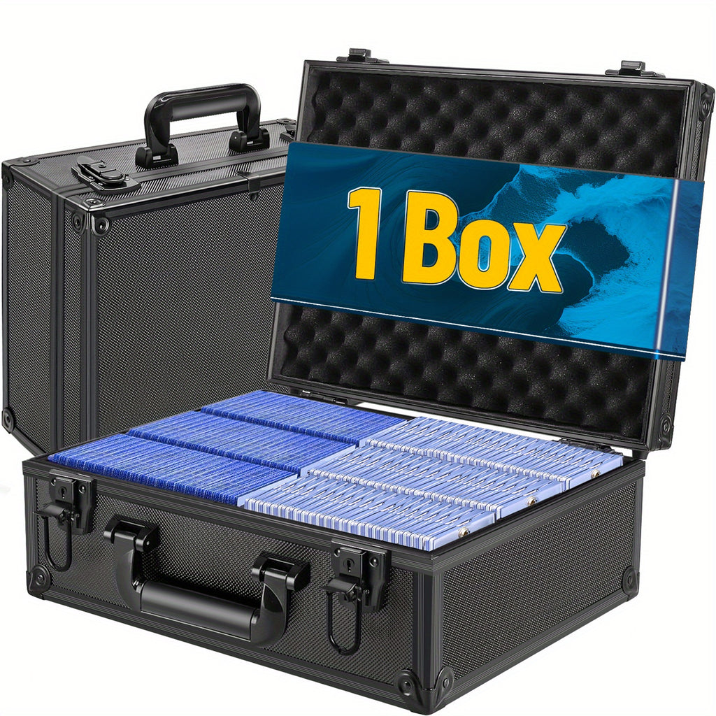 Trading Card Top Loader Storage Box Holds 600+ Cards 3"x4" 35pt Rigid Card Case Organizer with Lock for Sports Cards Pokemon MTG