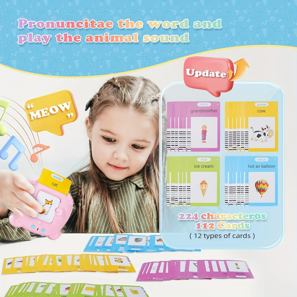 Talking Flash Cards Bear Shaped Sight Words Educational Learning Toy Toddler Kindergarten Preschool Speech Gift Kids Ages 2-6