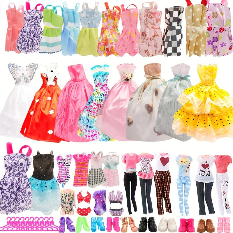 Fashion Doll Clothes Set 42pcs for 11.5 Inch Dolls – Evening Dresses Tops Trousers Bikinis Skirts & Hangers Assorted Dress-Up Kit Gift for Girls Ages 3+ Birthday Christmas