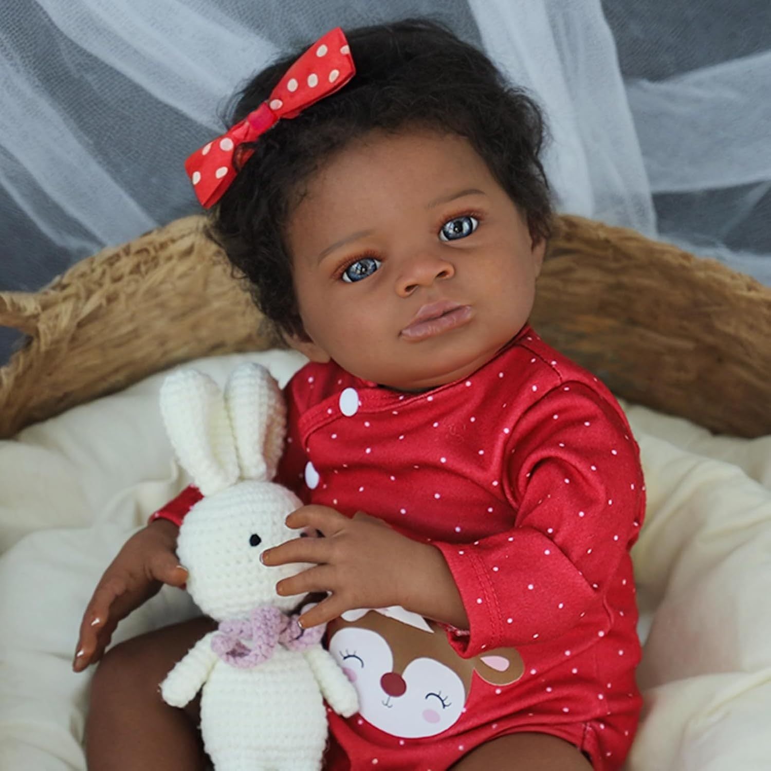 Black Girl Reborn Baby Doll 20 Inch Soft Fabric Body Hair Implant – Realistic African American Newborn Girl Doll by VIVIDOLL Ages 3+ Birthday Christmas Gift Doll Only
