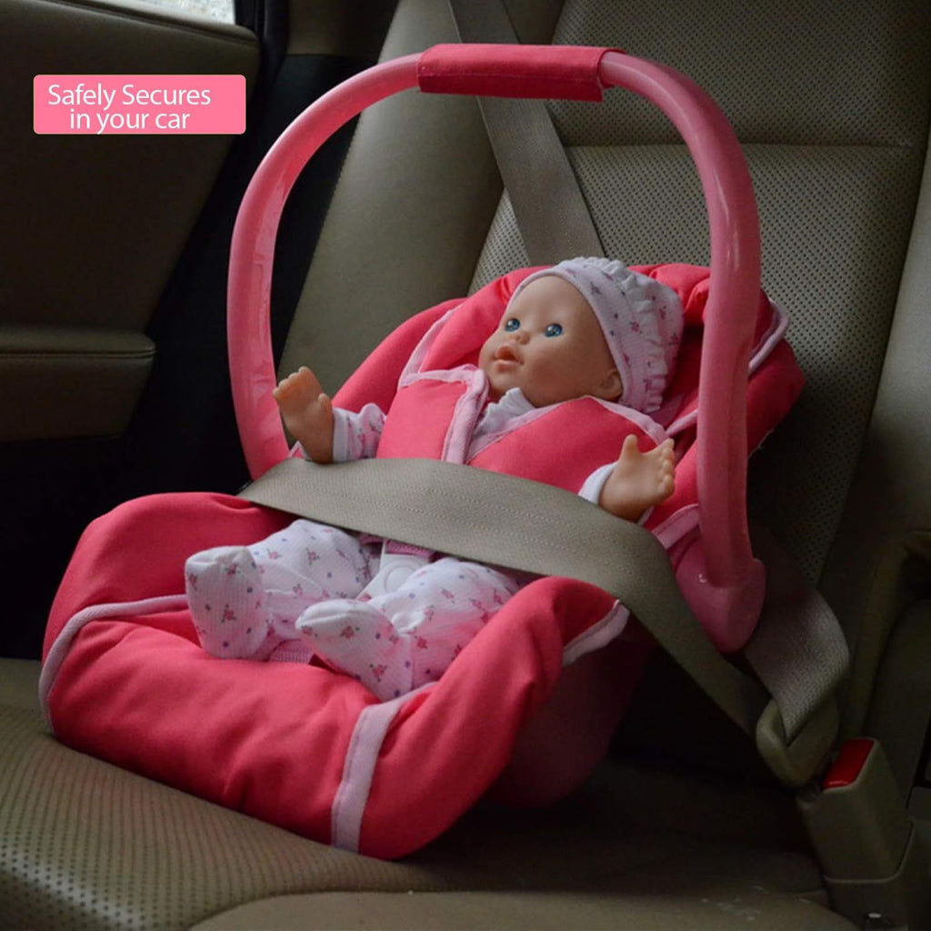 Unicorn Baby Doll Car Seat for 18 Inch Dolls – Pink Unicorn Doll Carrier & Travel Accessory, Safety-Tested Lead-Free Role Play Toy, Birthday & Christmas Gift for Girls Ages 3+