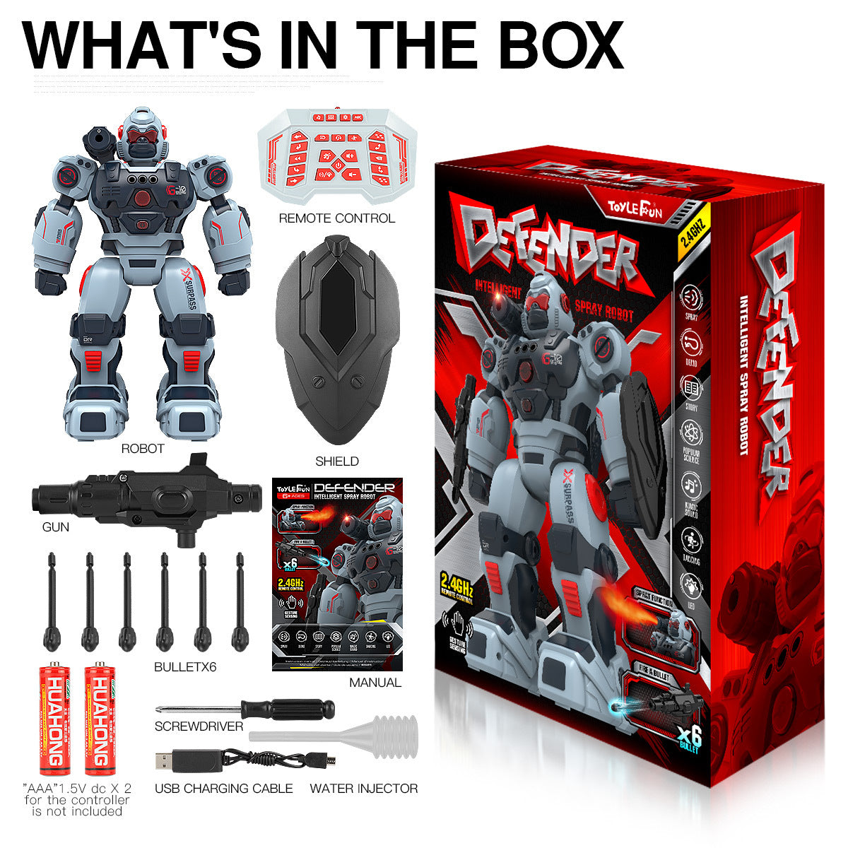 RC Robot Toy for Kids, Gesture Sensing Remote Control Smart Robot with Spray, Walking Dancing Programmable, Birthday Gift for Boys Ages 6+