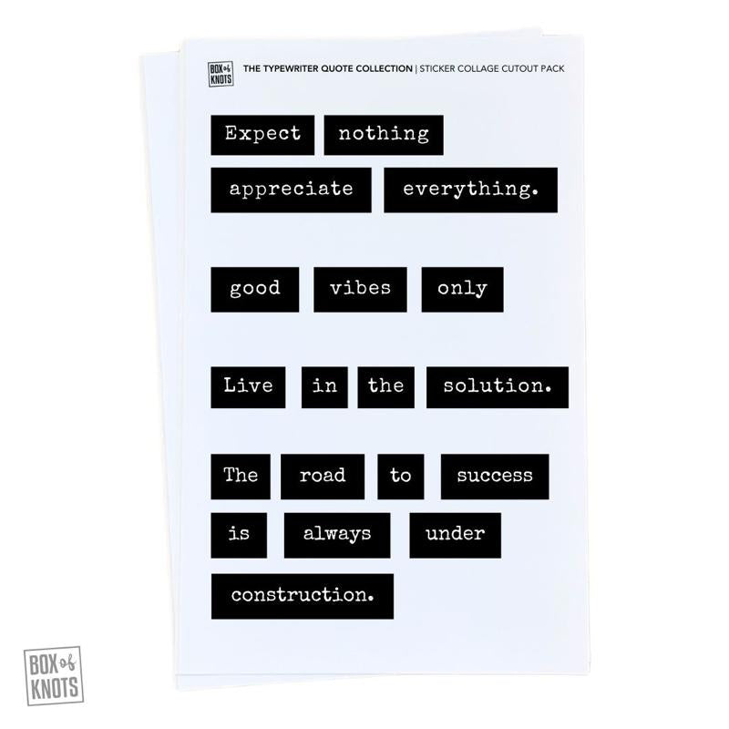 Junk Journal Quote Cutouts, 6 Matte Typewriter Text Sheets for Scrapbooking and Collage, Cut-Your-Own Creative Paper Craft Supplies