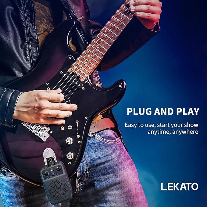 Mini Guitar Amp with Bluetooth, LEKATO Rechargeable Portable Electric Guitar Practice Amplifier with JA-05G 5W and Micro FX Options