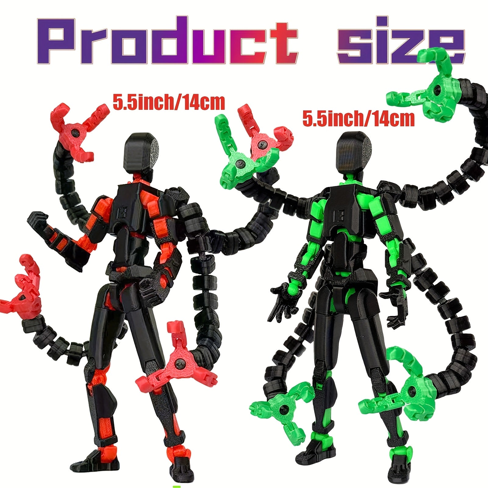 Articulated Robot Action Figure 2pcs Set – 3D Printed Multi-Jointed Poseable Lucky Mobile Robot Desktop Decoration Cool Gift for Gamers Collectors Teens