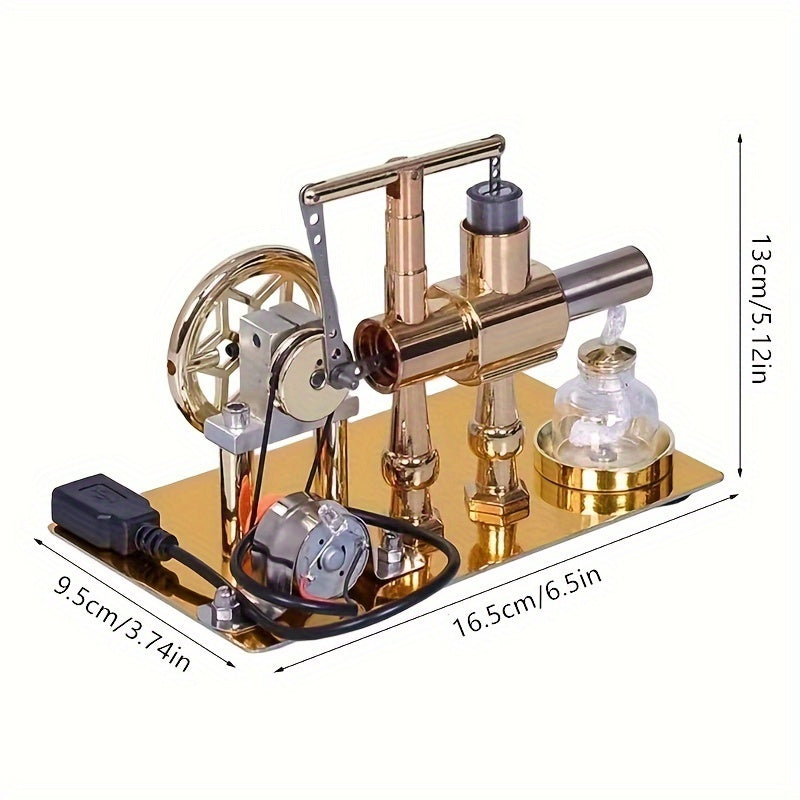 Stirling Engine Generator Kit Single Cylinder Stainless Steel – Educational Physics Science Experiment Model for STEM Hobbyists & Inventors