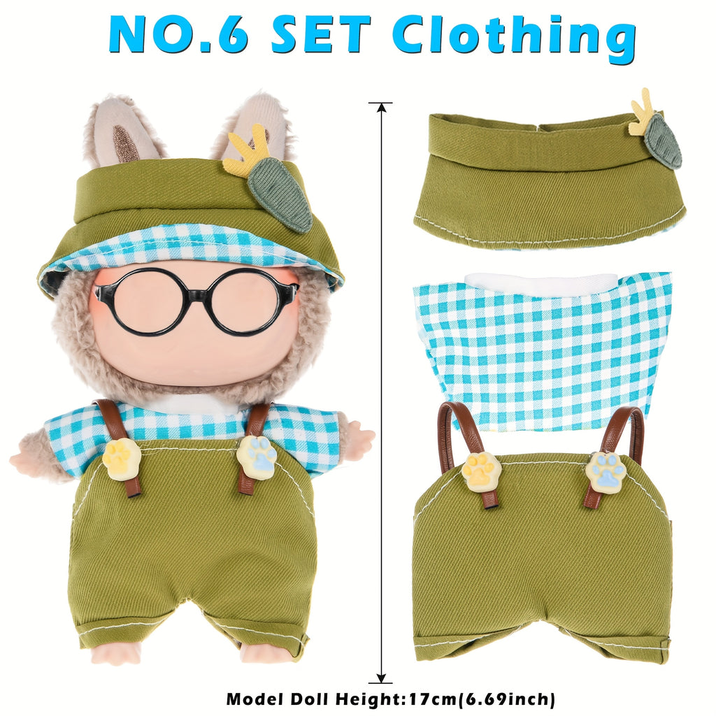6pcs Mini Fashion Doll Outfits Set for 17cm (6.7 Inch) Dolls – Mixed Style Clothing Pack, Assorted Designs, Affordable Doll Wardrobe Gift for Girls Ages 3+, No Doll Included
