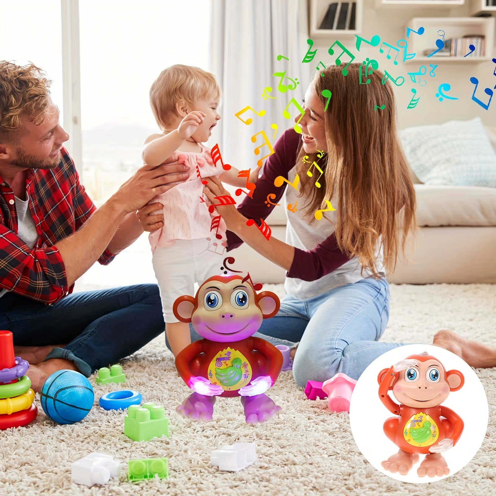 Dancing Monkey Toy for Toddlers – Musical Singing Monkey Stuffed Animal with Lights & Sound, Interactive Baby Toy Gift for Kids Boys Girls Ages 2+
