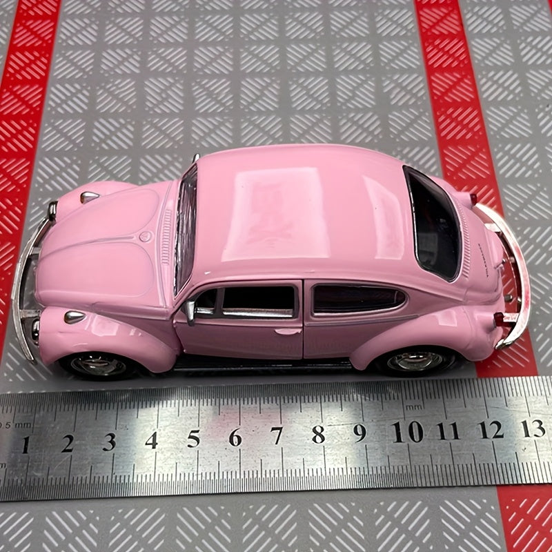 Pull Back Volkswagen Beetle Toy Car 1:36 Scale – Zinc Alloy Die-Cast Retro VW Bug with Openable Doors, Kids Gift for Boys & Girls, Pink & Yellow
