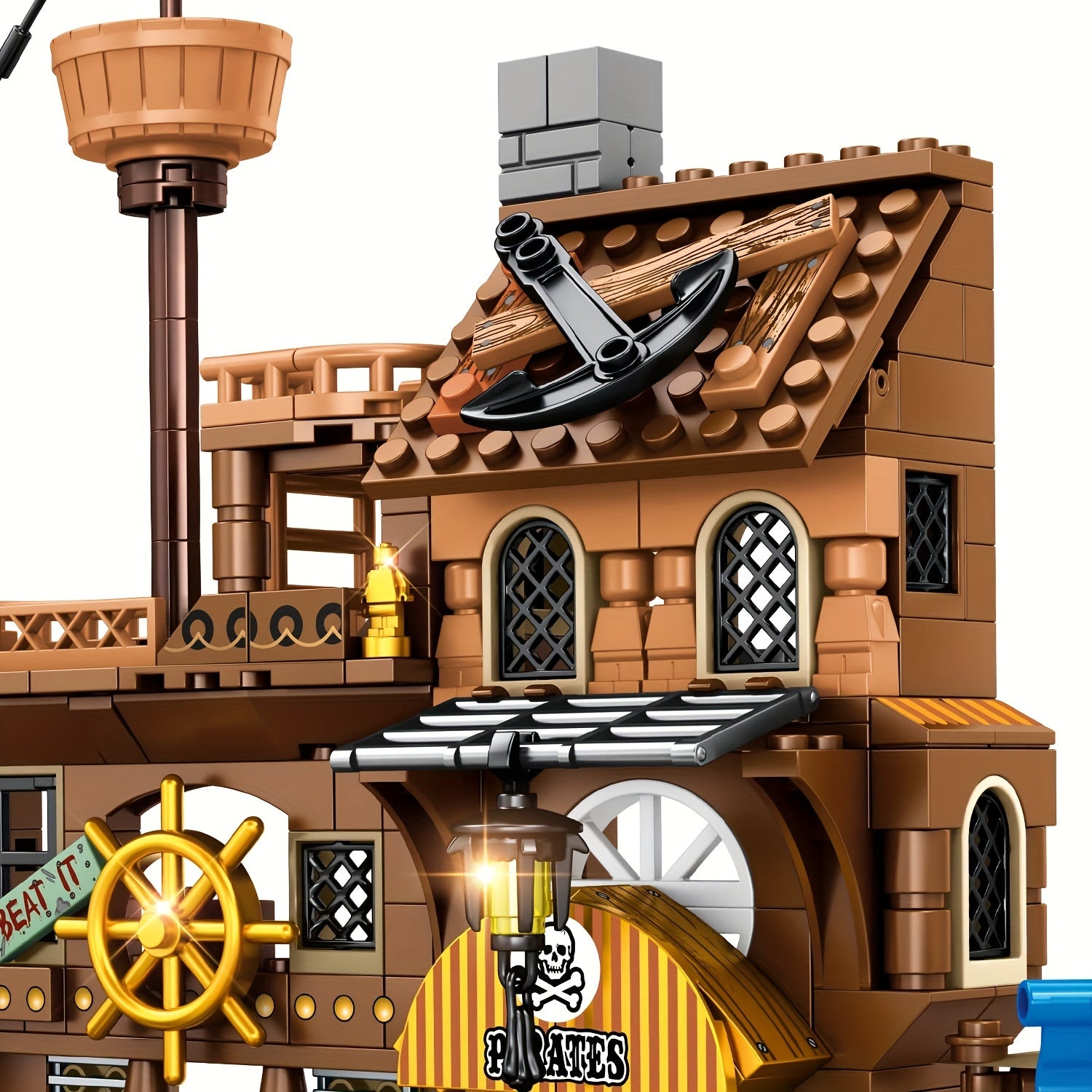 Pirate Ship Building Set 573pcs Pirate's Wharf Supply Center – Adventure Construction Toy for Kids & Adults Ages 8+ – STEM Building Blocks Gift for Boys, Girls & Collectors