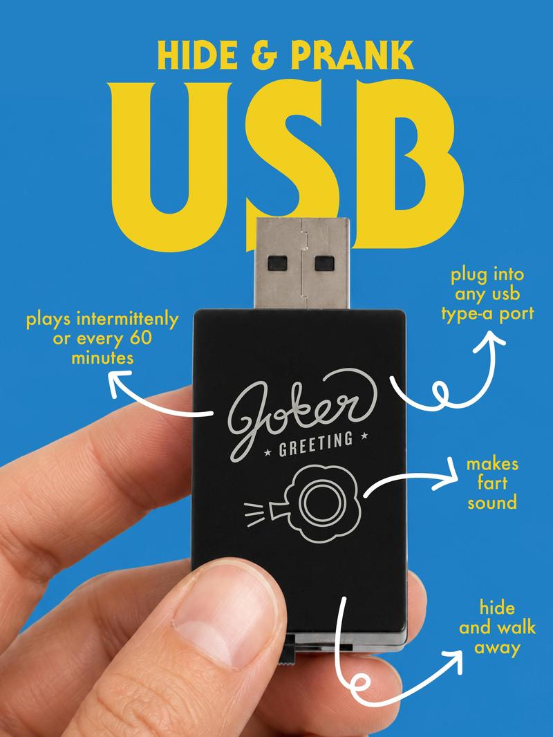 USB Fart Prank Device with Random and 60-Minute Sound Modes, Plug-and-Play USB-A Toot Noise Maker for Office Gag Gifts, Ages 12+