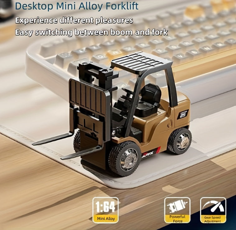 1/64 Scale Mini Alloy Forklift Truck with Flatbed – USB Rechargeable Die-Cast Metal Toy Truck for Boys & Girls, Multi-Functional Monster Truck, Collectible Display & Outdoor Play