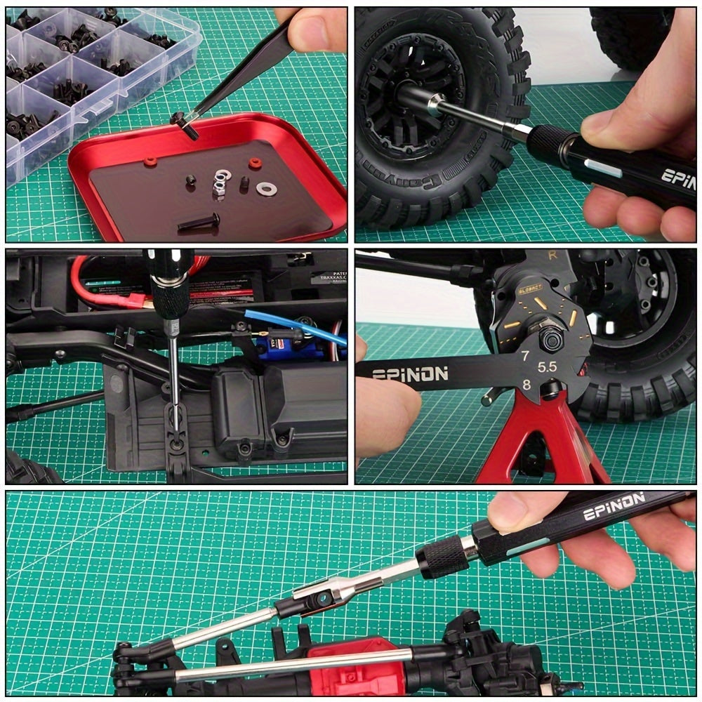 RC Maintenance Stand 360° Rotation Tool Set 520pcs Screws S2 Screwdrivers Fits 1/8 1/10 1/12 1/16 1/18 RC Cars Crawlers Trucks Traxxas Arrma Axial Gift