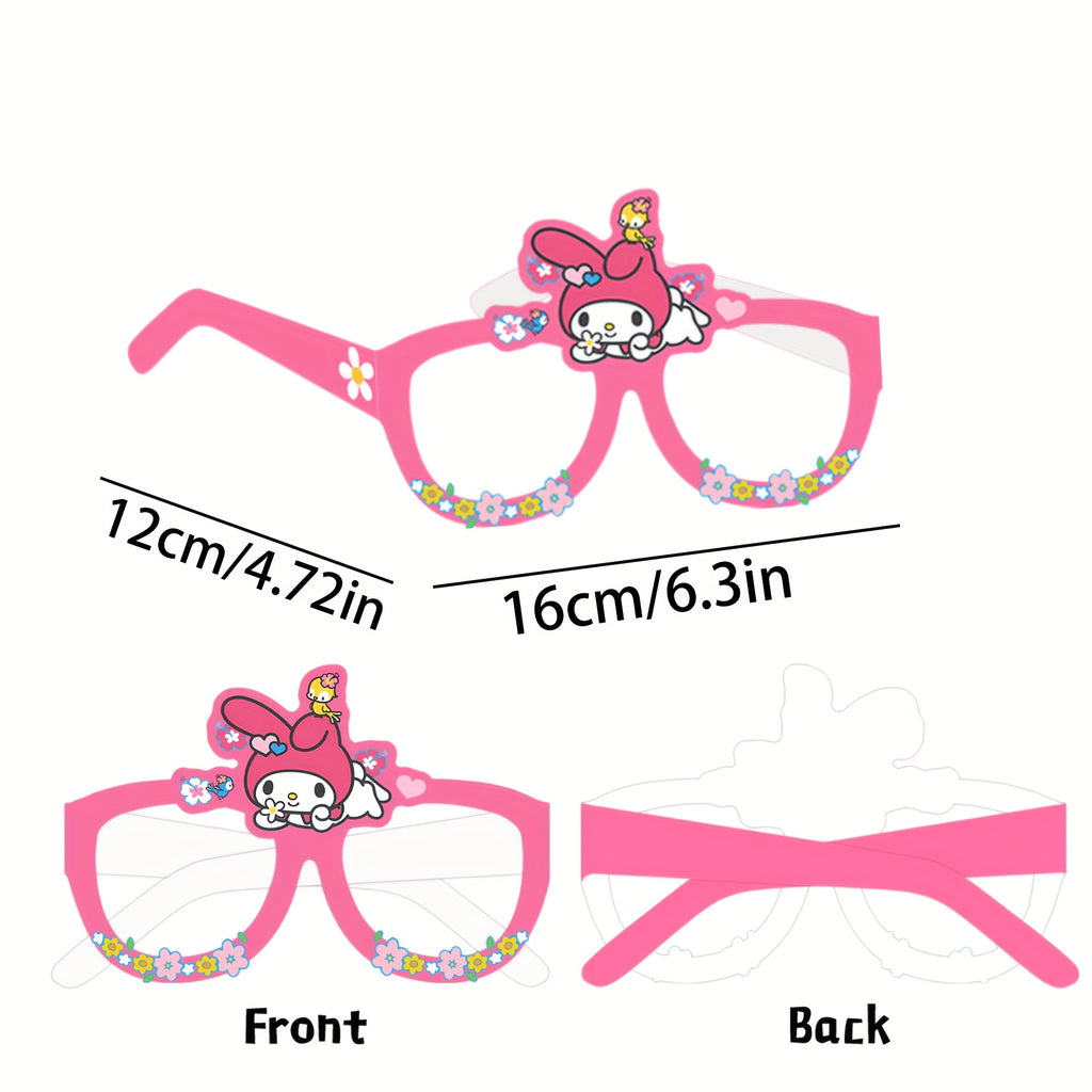Sanrio Party Glasses Props Set 12pcs – Hello Kitty Kuromi My Melody Cinnamoroll Photobooth Eyewear Birthday Party Favors