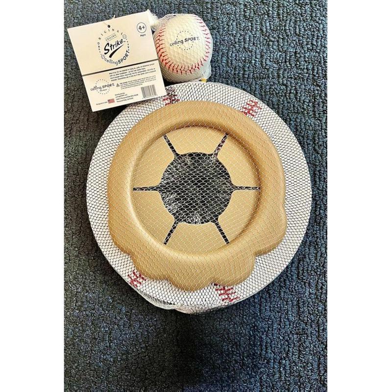 Ceiling Baseball Game by CeilingSTRIKE with Backboard, Net, Soft Glove and Two 2.5-Inch Plush Baseballs for Indoor Play and Kids Room Decor