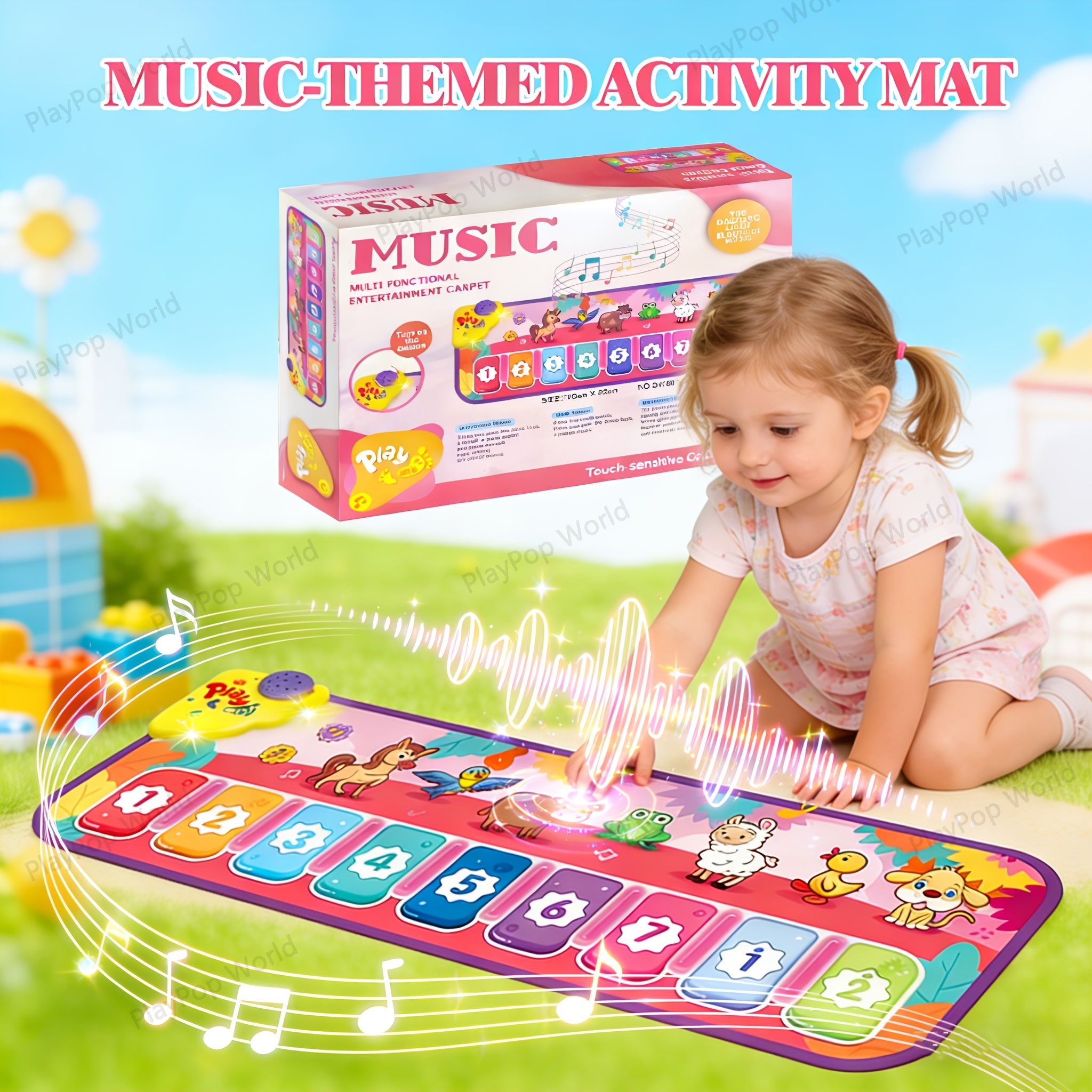 Kids Piano Play Mat – Farm Animal Musical Carpet Dance Mat with Keyboard & Sounds, Sensory Educational Toy for Babies Toddlers Boys Girls Indoor Outdoor, Birthday Christmas Gift