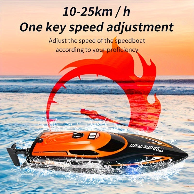 High-Speed RC Speedboat 30km/h 2.4G Remote Control Boat with LED Night Navigation Lights Anti-Capsize Water Cooling System – Kids Christmas Birthday Gift