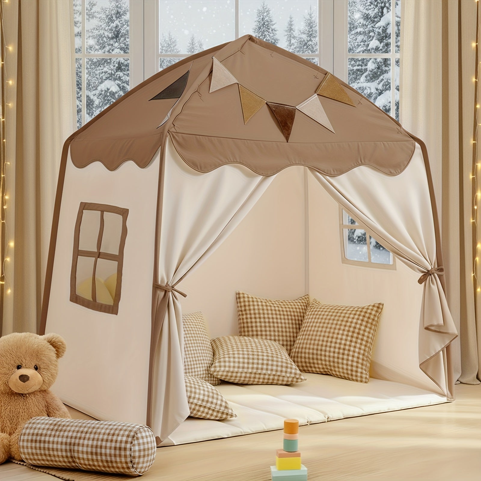 Kids Play Tent Extra Large Teepee 59x39x59 Inch Portable Foldable Indoor Outdoor Playhouse Dome Tent for Boys Girls Ages 3 Plus - Birthday Christmas Gift