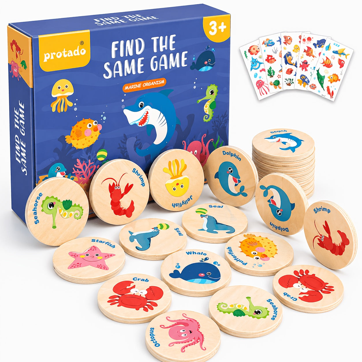 Memory Matching Game for Kids 24 Pieces Wooden Match Cards - Dinosaur Marine Vehicle & Food Themes, Educational Preschool Concentration Card Game, Toddler Learning Toy Gift for Boys Girls Ages 3+