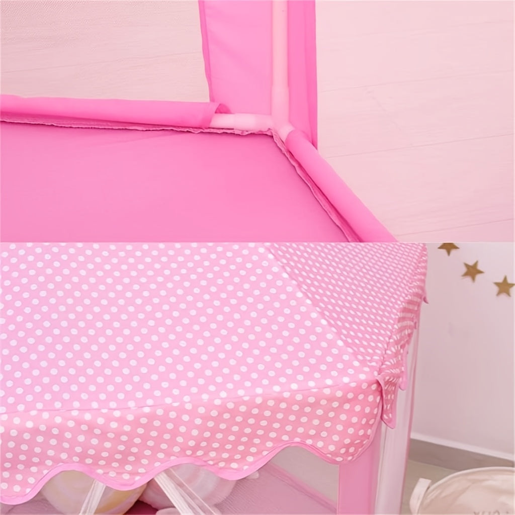 Pink Princess Hexagon Play Tent for Girls Ages 2+ - Indoor Dream Castle with Gauze Curtain, Kids Pretend Play Reading Corner Secret Base, Birthday Christmas Easter Gift for Girls