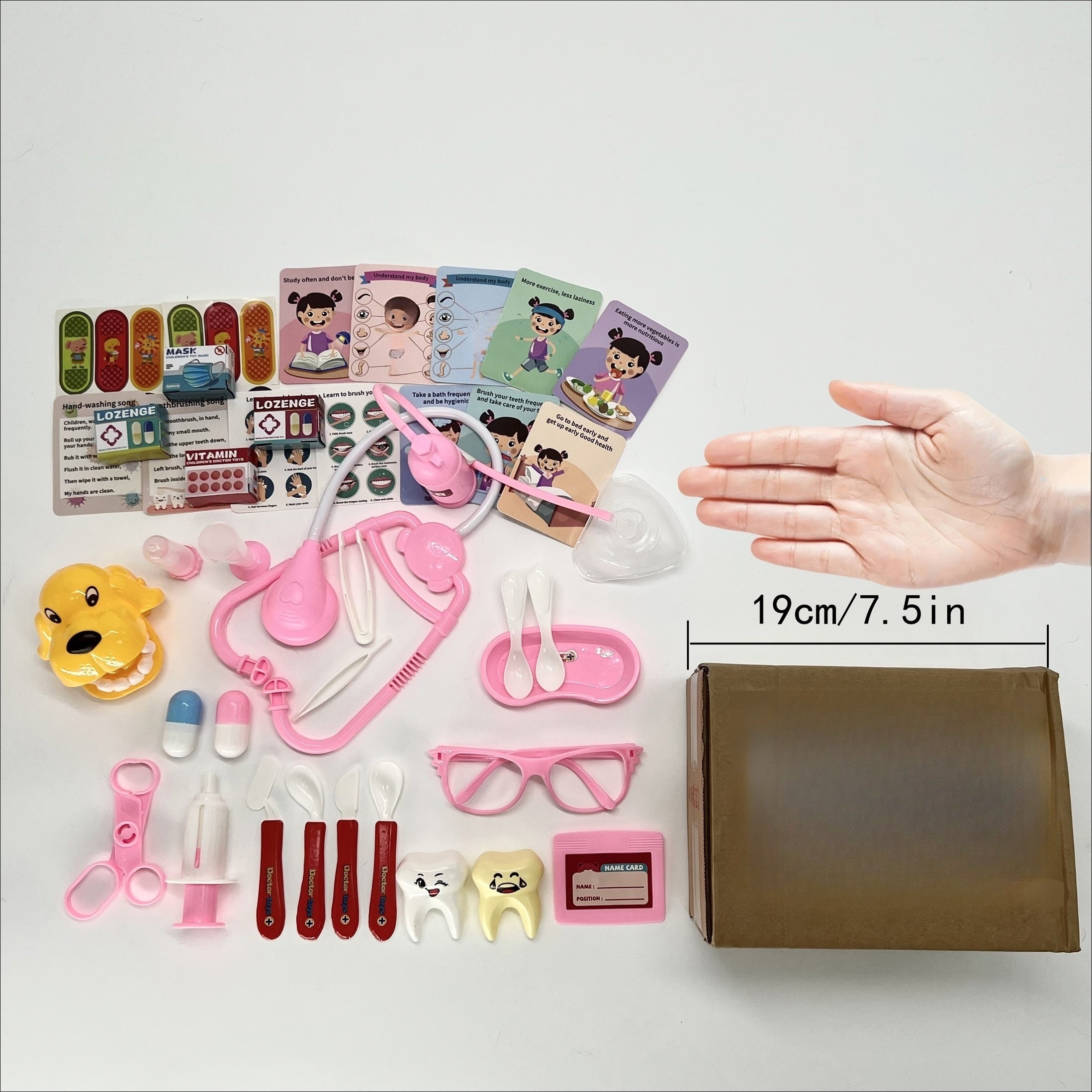 Kids Doctor Playset 40-Piece Pink, Pretend Play Doctor Nurse Toy Set with Stethoscope Syringe Dental Tools, Role Play Gift for Girls Boys Toddlers, Birthday Halloween Christmas