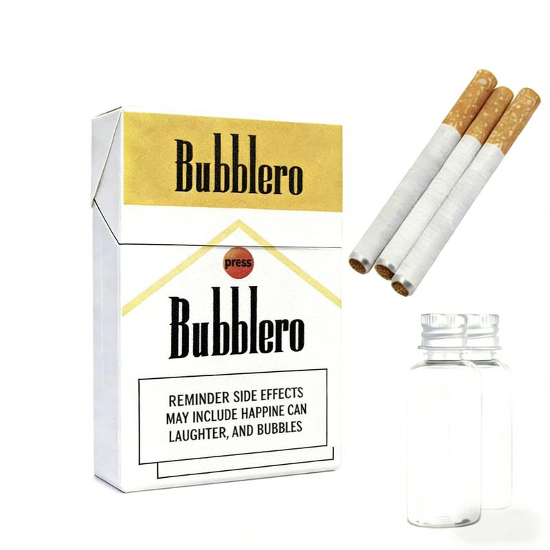 Cigarette Pack Bubble Toy by Bubblero, Reusable Novelty Bubble Blowing Wands with Case, Quirky Birthday Gag Gift and Party Favor