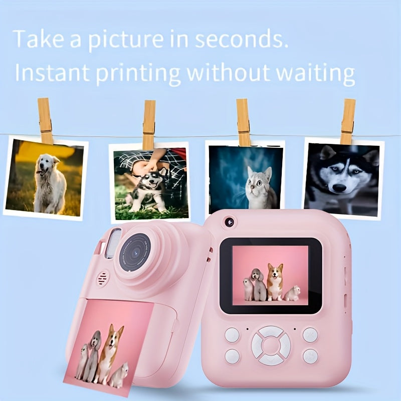 Kids Instant Print Camera 3-in-1 with MP3 Player & Puzzle Games - 2.4'' HD Screen Portable Digital Camera Toy with Print Paper 32GB Card Reader Lanyard Storage Bag Birthday Gift for Girls Boys