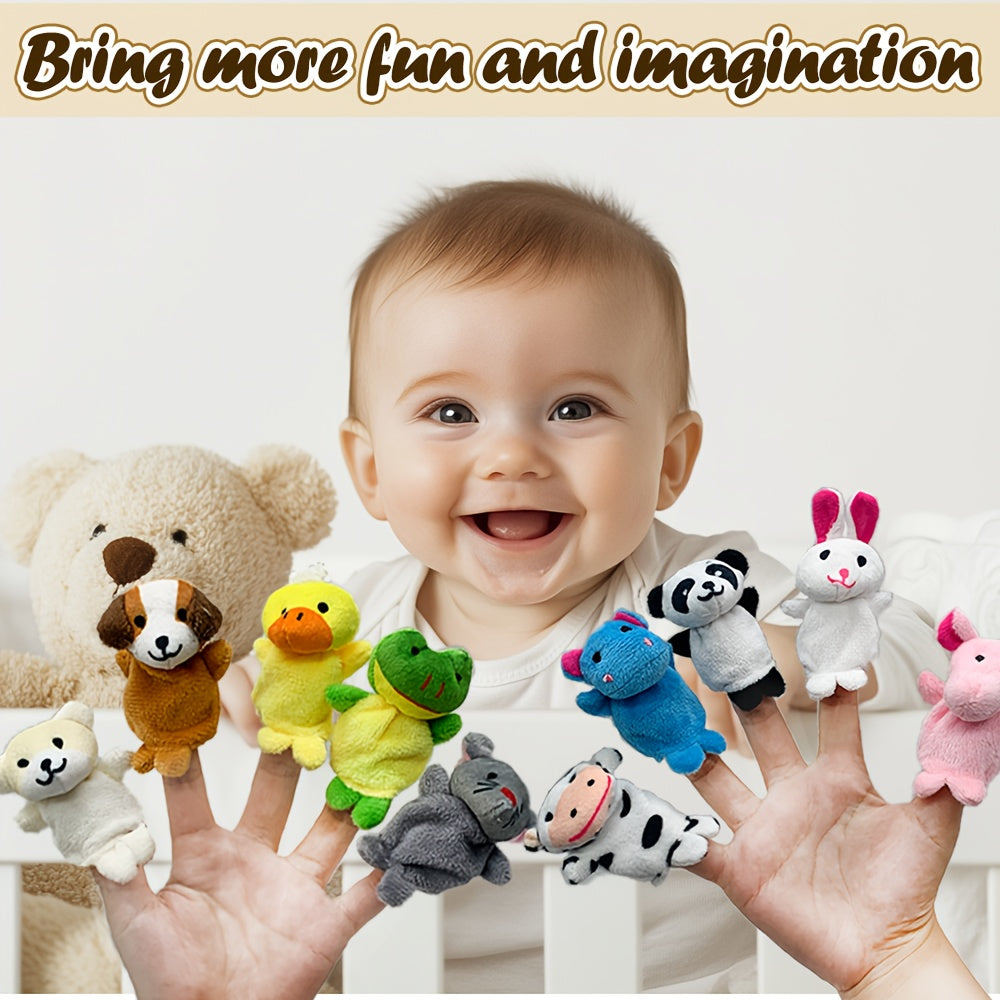 Animal Finger Puppets Set 20pcs Soft Plush Mini Puppets for Kids Toddlers - Elephant Cow Chicken Horse Dog Figures for Puppet Shows Party Favors Classroom