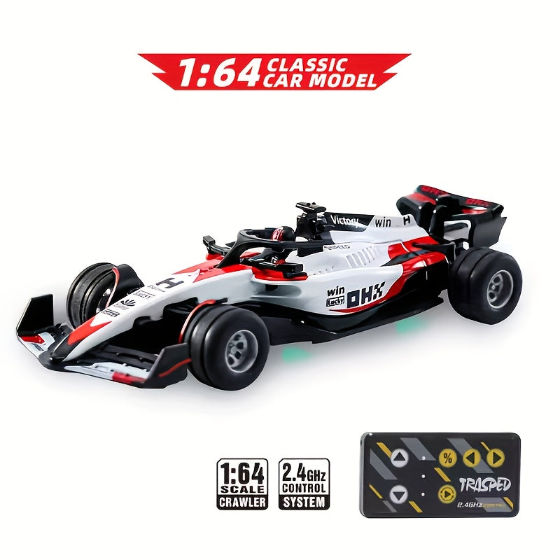 Mini RC Racing Car 1:64 Scale 4WD Drift Alloy Die-Cast with Lights & Adjustable Speed, 2.4G Remote Control Car for Boys Kids Adults, Indoor Outdoor Christmas Birthday Gift