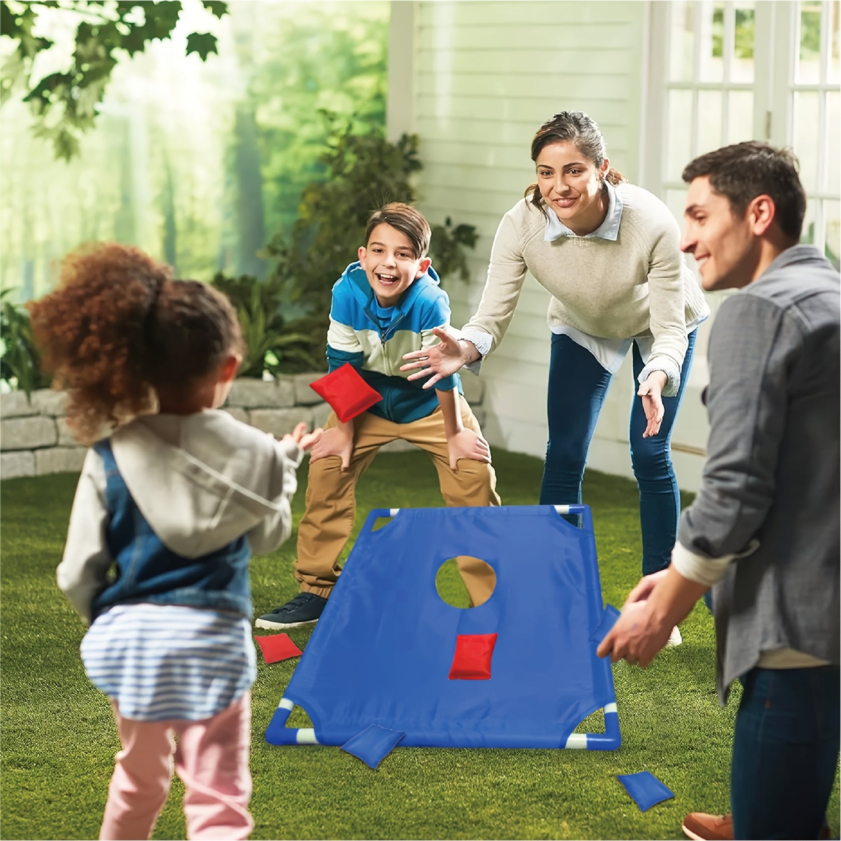 Cornhole Game Set 2 Boards 6 Bean Bags Carry Bag - Indoor Outdoor Backyard Party Beach Camping Tailgate Game for Kids Adults - Birthday Christmas Halloween Gift