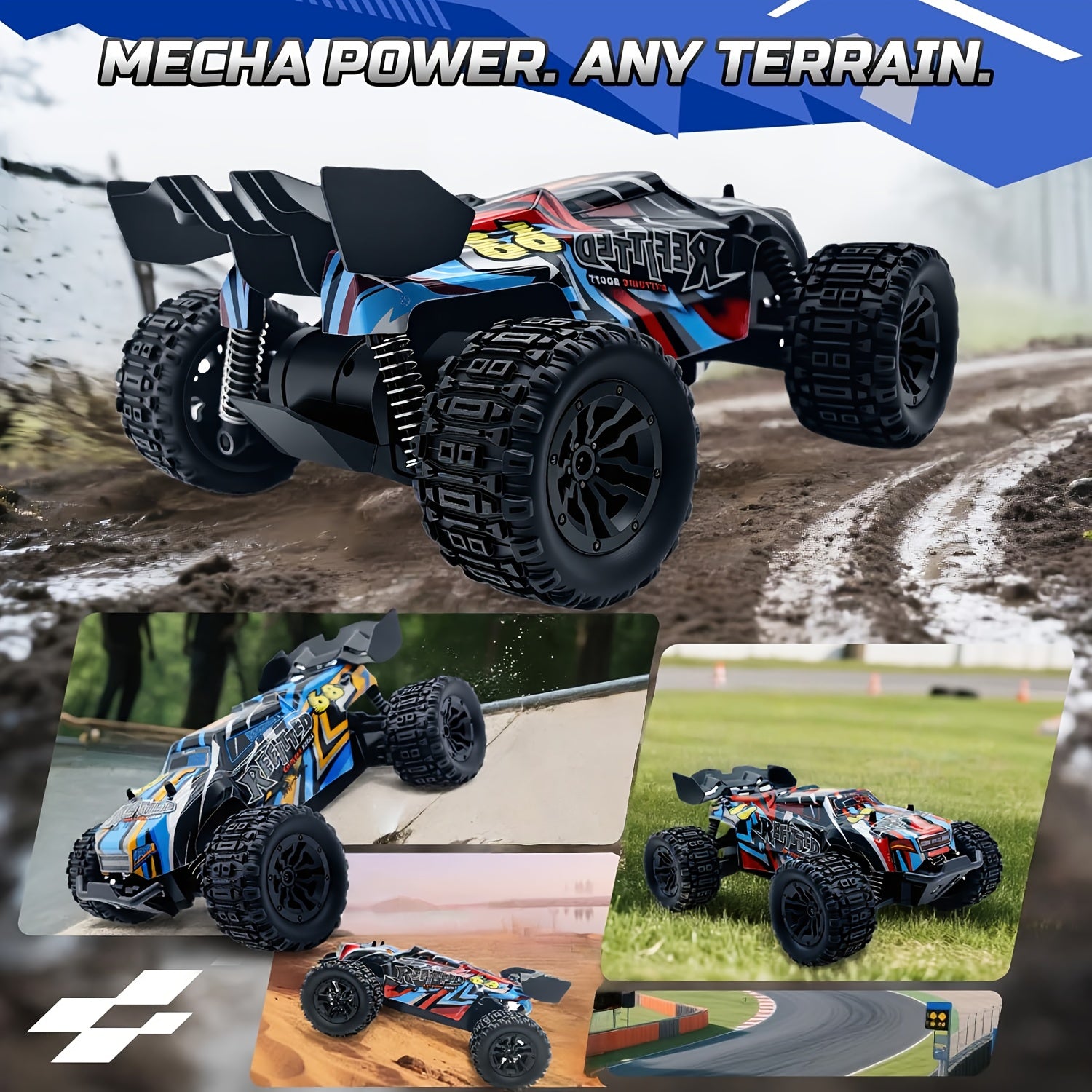 1:18 Scale 4WD High-Speed RC Car 35+ KM/H All-Terrain Off-Road Remote Control Truck - 2.4GHz Hobby-Grade Racing Crawler for Adults Kids Boys Birthday Gift