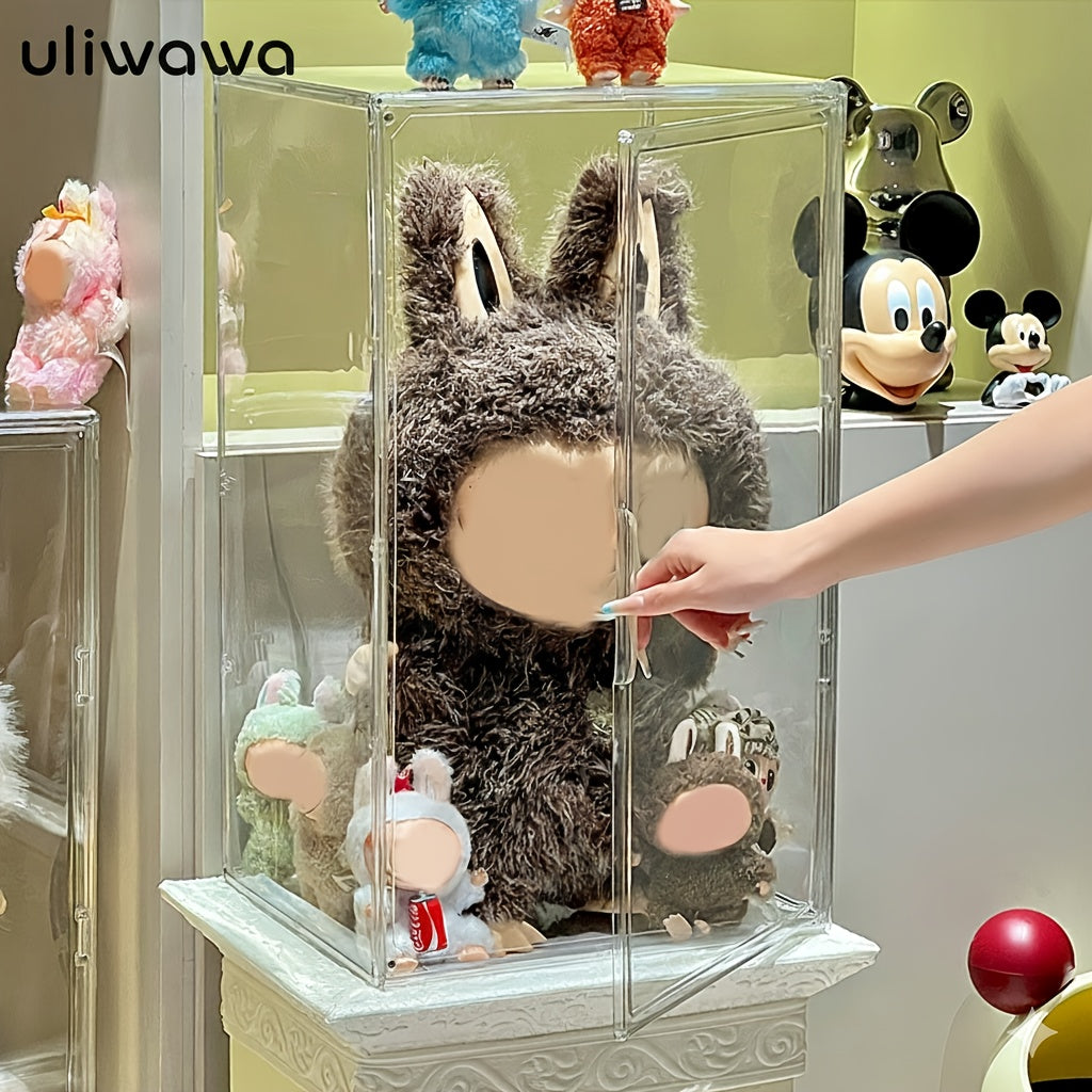 XXL Acrylic Display Case with Magnetic Door for LABUBU Figures Plushies & Collectibles – Crystal Clear Dust-Free Organizer Box, 1pc or 2pcs Set, Gift for Collectors Anime Funko Pop Fans