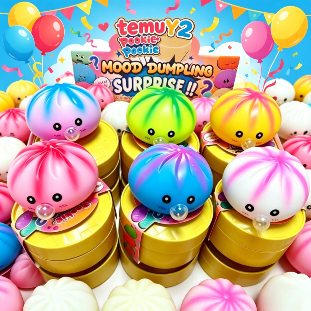 Steamed Bun Squishy Toy Gift Set 4pcs - Soft Bouncy Dumpling Squeeze Toys with Gift Bag Birthday Gift for Her Him Adults Kids Surprise Toy