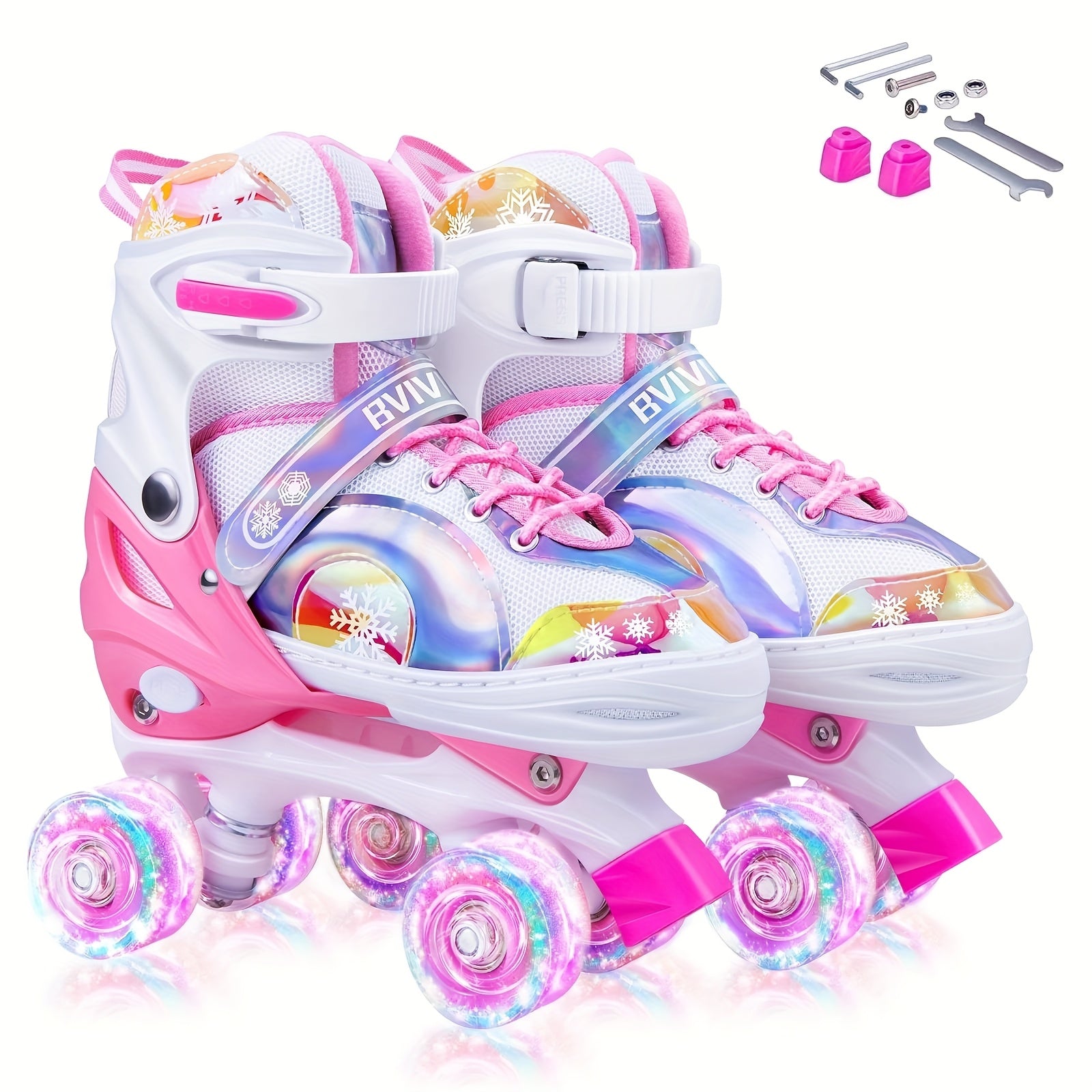 Light Up Roller Skates for Boys Kids Adjustable 4 Sizes LED Wheels Beginner Outdoor Skating Shoes Toddler Youth Ages 3 4 5 6 Birthday Christmas Gift