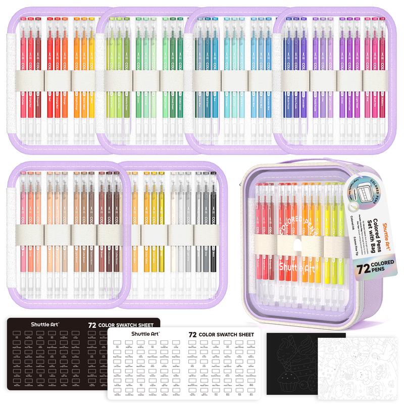 Colored Gel Pens for Black Paper, Shuttle Art 0.6mm Fine Point Pens for Adult Coloring, Bullet Journaling, Drawing & Scrapbooking