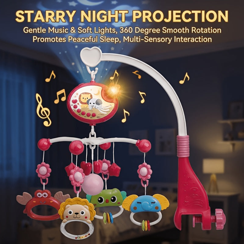 Baby Crib Bell Musical Hanging Toy - Crib Mobile with Music & Lights, Spinning Bell for Baby Bed, Portable Crib Toy for Boys Girls, Christmas Birthday Gift for Newborns Infants