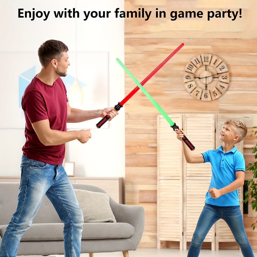 Light Up Sword for Kids 3-Pack with FX Sound, Expandable LED Glow Swords for Halloween Cosplay Dress Up Parties, Birthday Christmas Gift Boys Girls