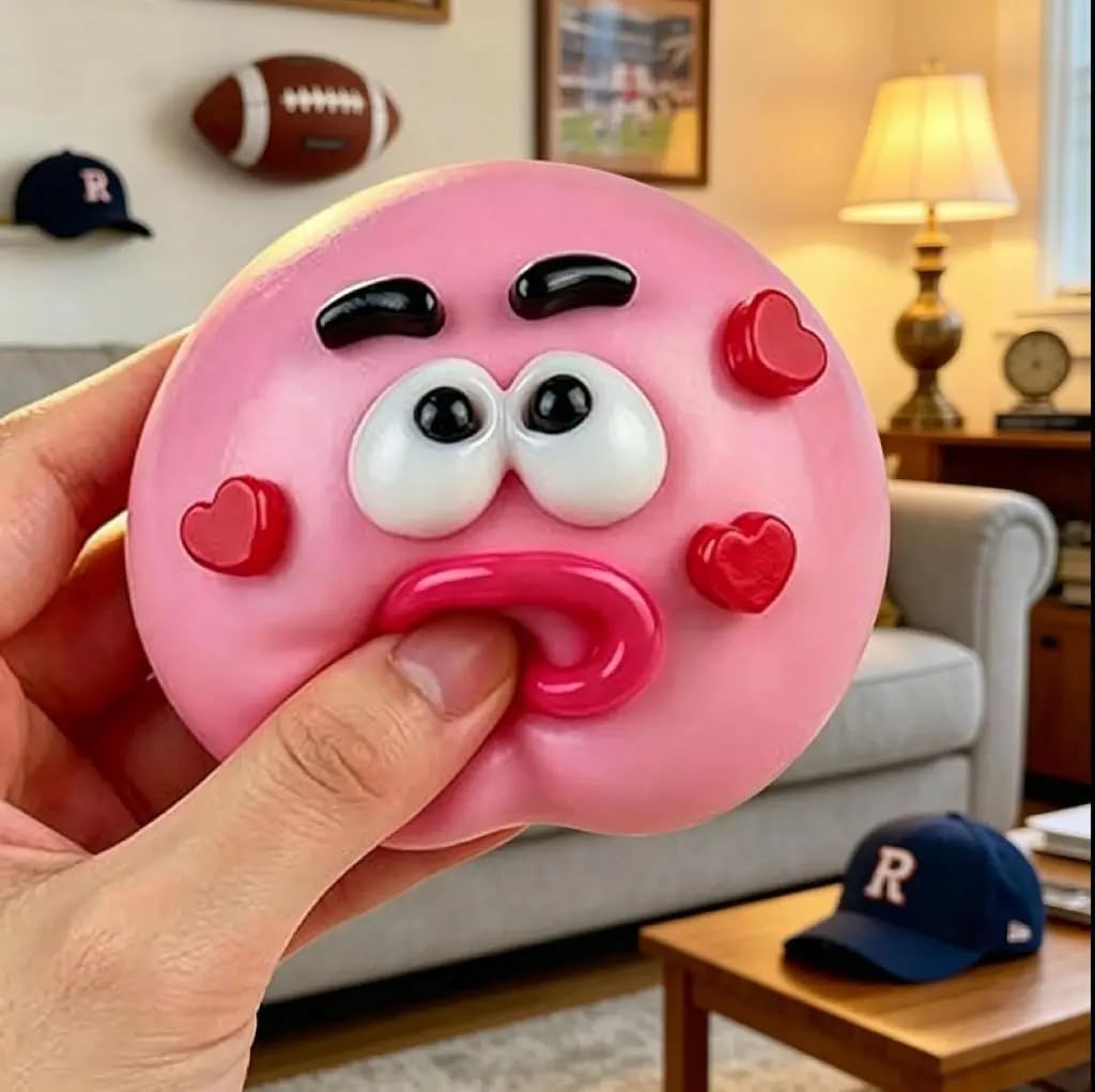 Funny Face Stress Relief Squeeze Ball with Accessories - Quick Rebound Soft Squeezing Toy Anxiety Relief Relaxing Gift Pink Green Purple Yellow Blue