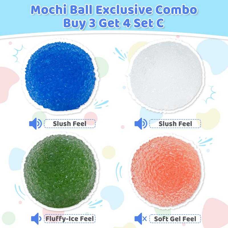 Mochi Squishy Ball by Pawtoto, Handmade Crystal Dumpling Sensory Fidget with Ice Crack, Slush or Fluffy Textures for Teen and Adult Gifts
