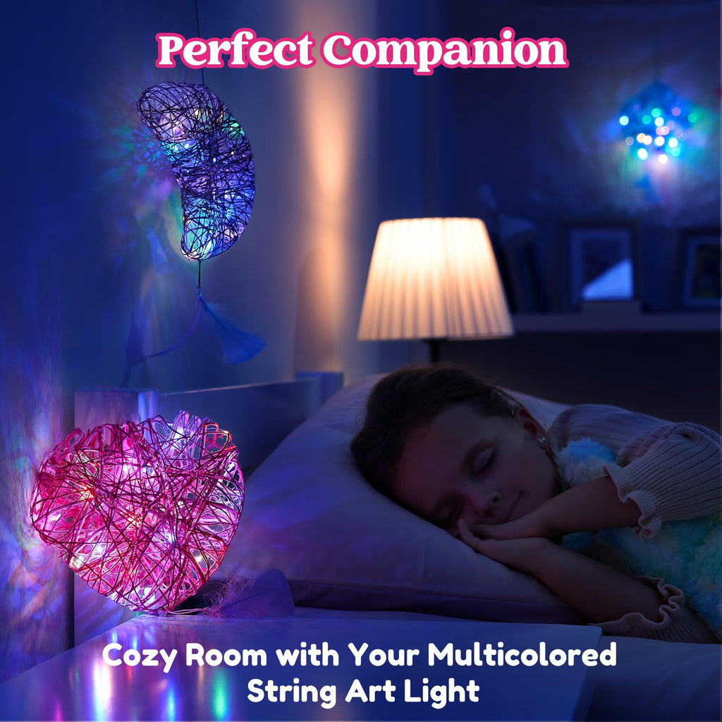 3D String Art Kit for Kids – Light Up DIY Lantern Craft Set with 30 LED Bulbs, Balloons & Yarn, Birthday Gift Arts and Crafts for Girls Boys