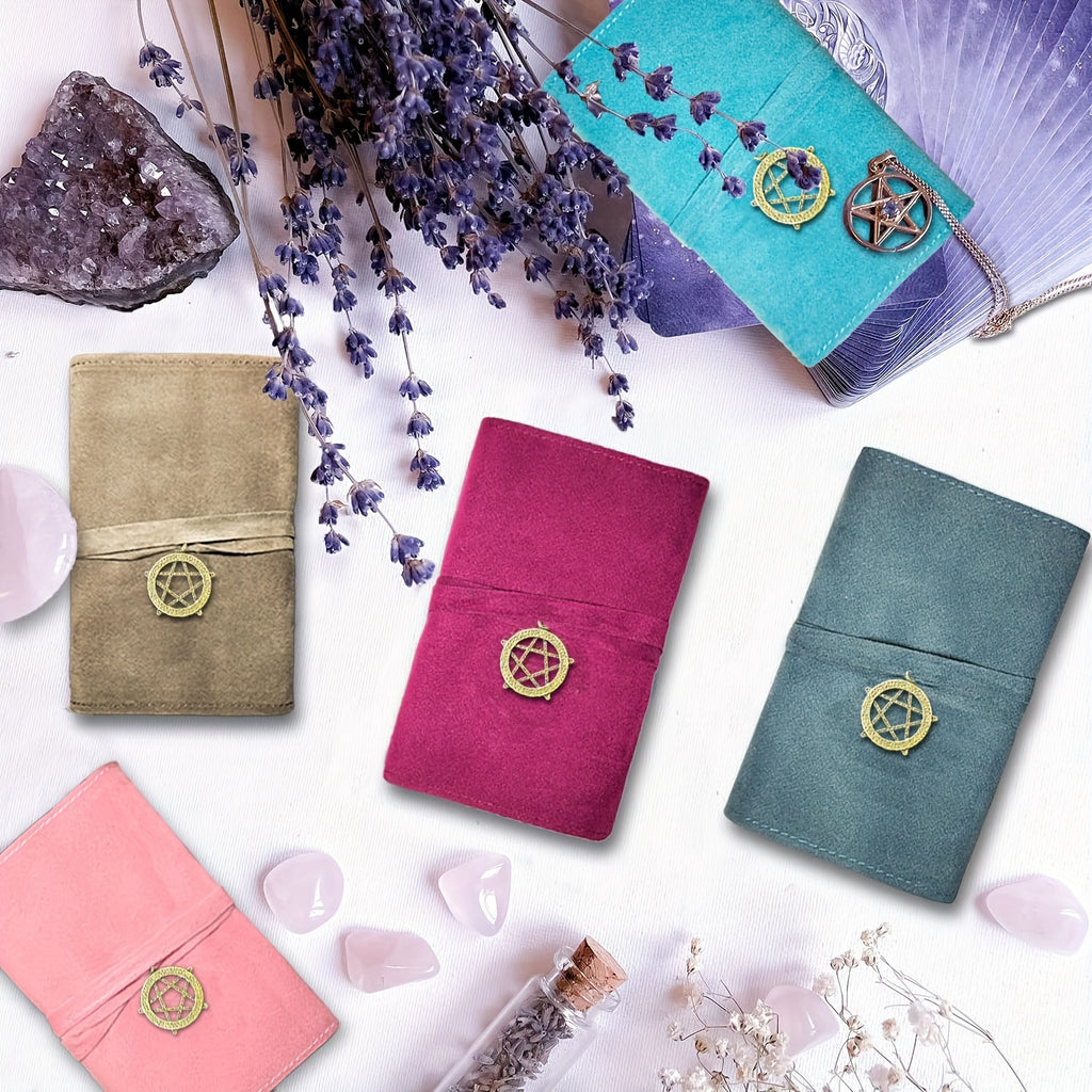 Velvet Tarot Card Storage Bag Set of 5 with Retro Pendant – Drawstring Pouch for Tarot Cards, Crystals, Runes & Oracle Decks, Spiritual Witchcraft Gift for Readers & Collectors