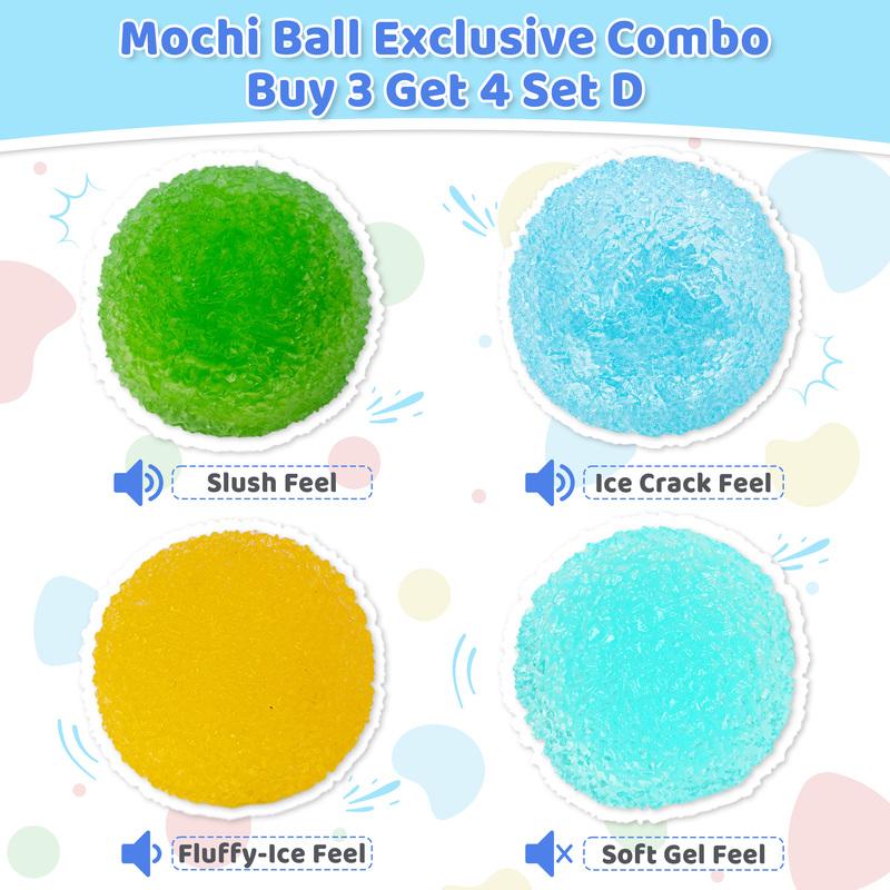 Mochi Squishy Ball by Pawtoto, Handmade Crystal Dumpling Sensory Fidget with Ice Crack, Slush or Fluffy Textures for Teen and Adult Gifts