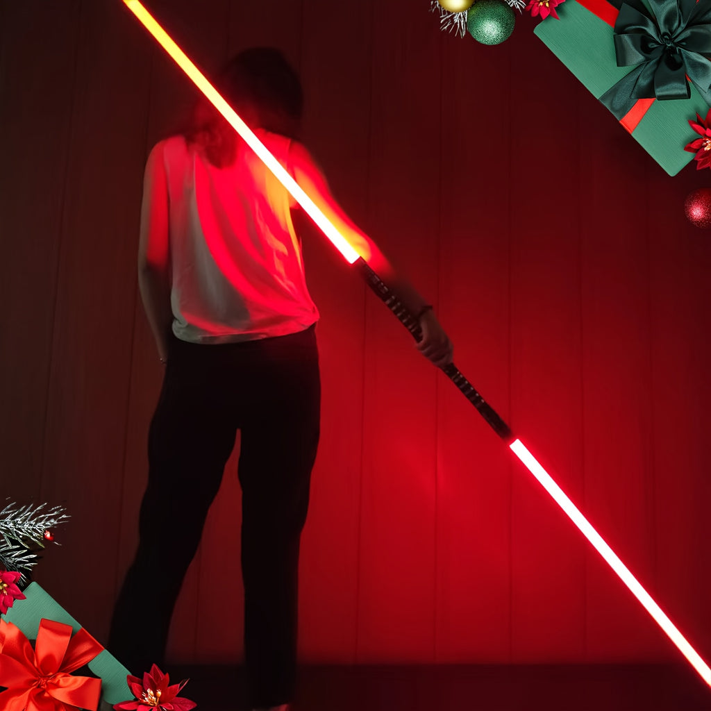 78 Inch Dueling Saber 2-in-1 Light Up Sword 16 Color Lights 3 Movie Sound Effects Mute Double Player Halloween Cosplay Birthday Party Gift