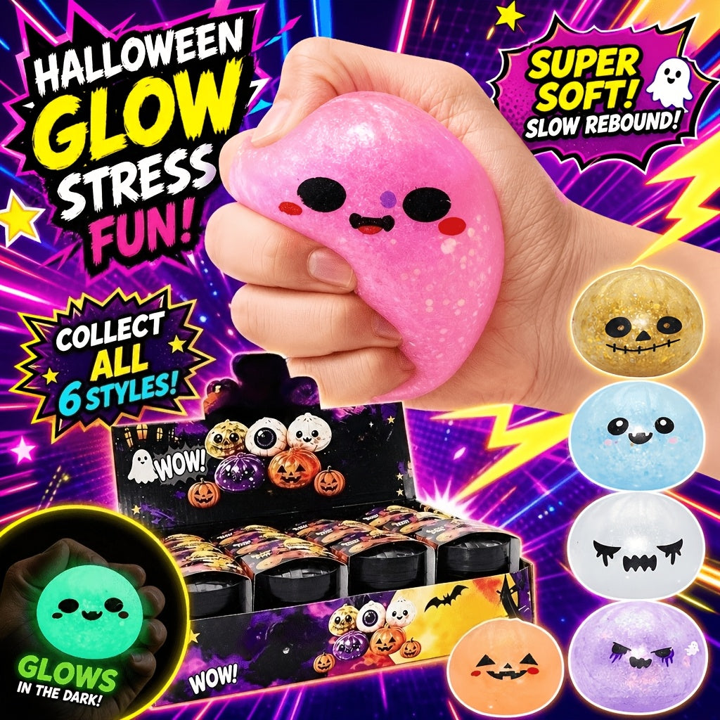 Glow in the Dark Squishy Toy Set 9pcs Halloween – Slow Rise Squeeze Stress Relief Dumpling Steamer Sensory Party Favor Kit Spooky Gift for Kids Adults