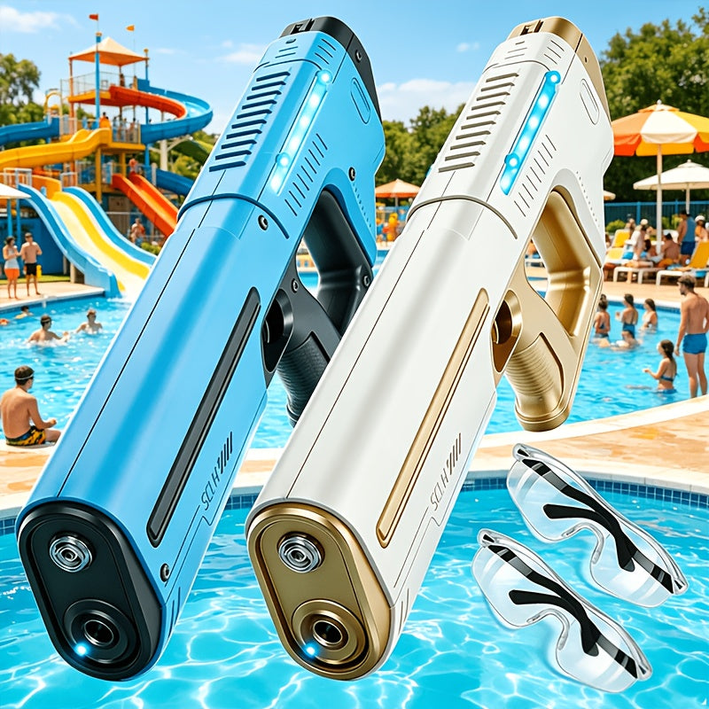 2-Pack Electric Water Gun with LED Light & 40ft Range – USB Rechargeable Auto-Fill Pulse Jet Squirt Gun for Pool Beach Backyard Kids Adults