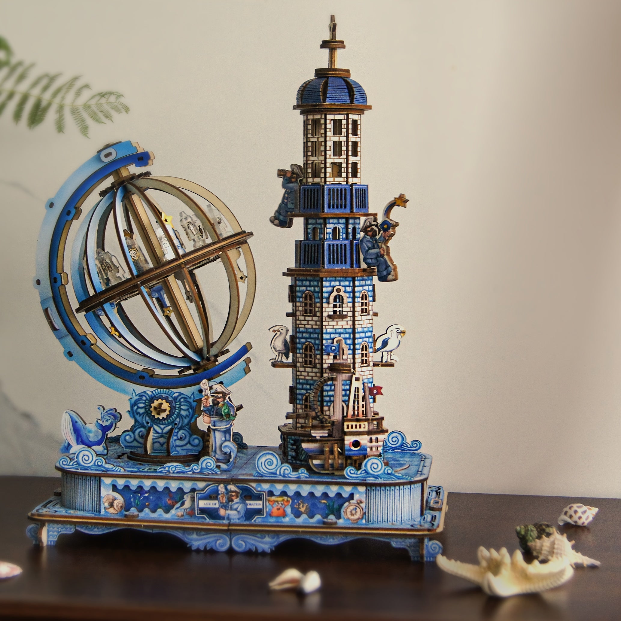 3D Wooden Globe Puzzle with Music Box – Rotating Earth Model Kit, STEM Educational Toy & Home Desk Decoration, Birthday Gift for Kids Adults